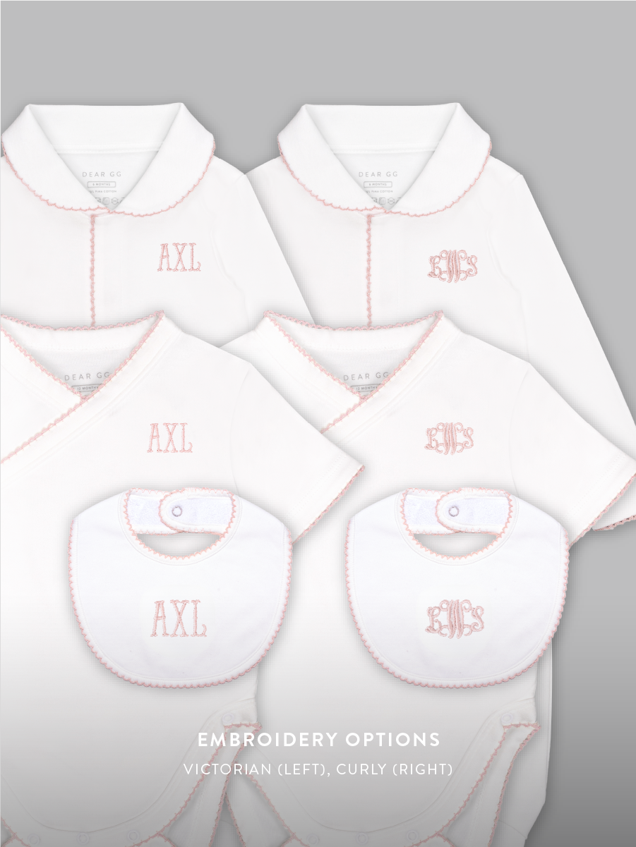 Set of 3 - Signature Bundle of Joy in Baby Pink Trims