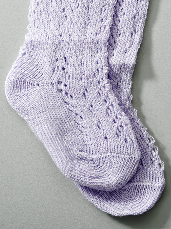 Mesh Cotton with Bow Knee - High Socks in Lilac