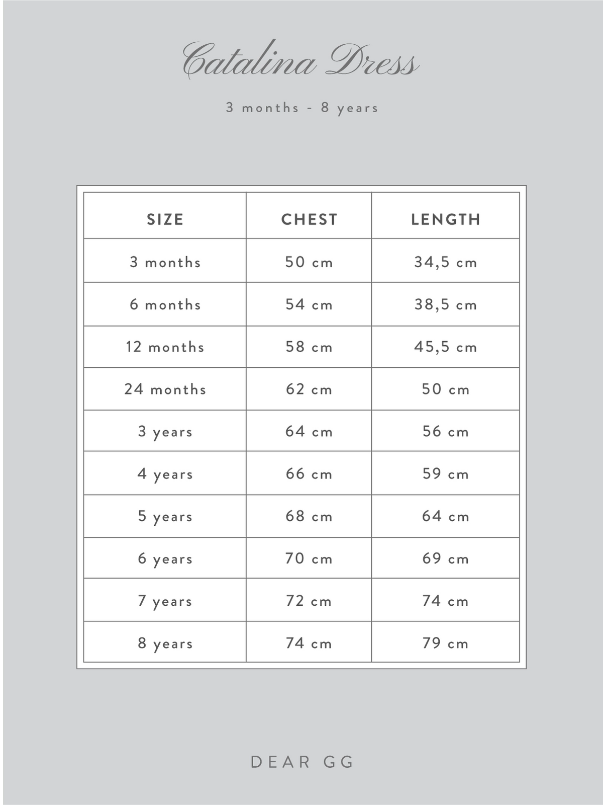 Katina Size Guide Catalina Dress – Dear GG