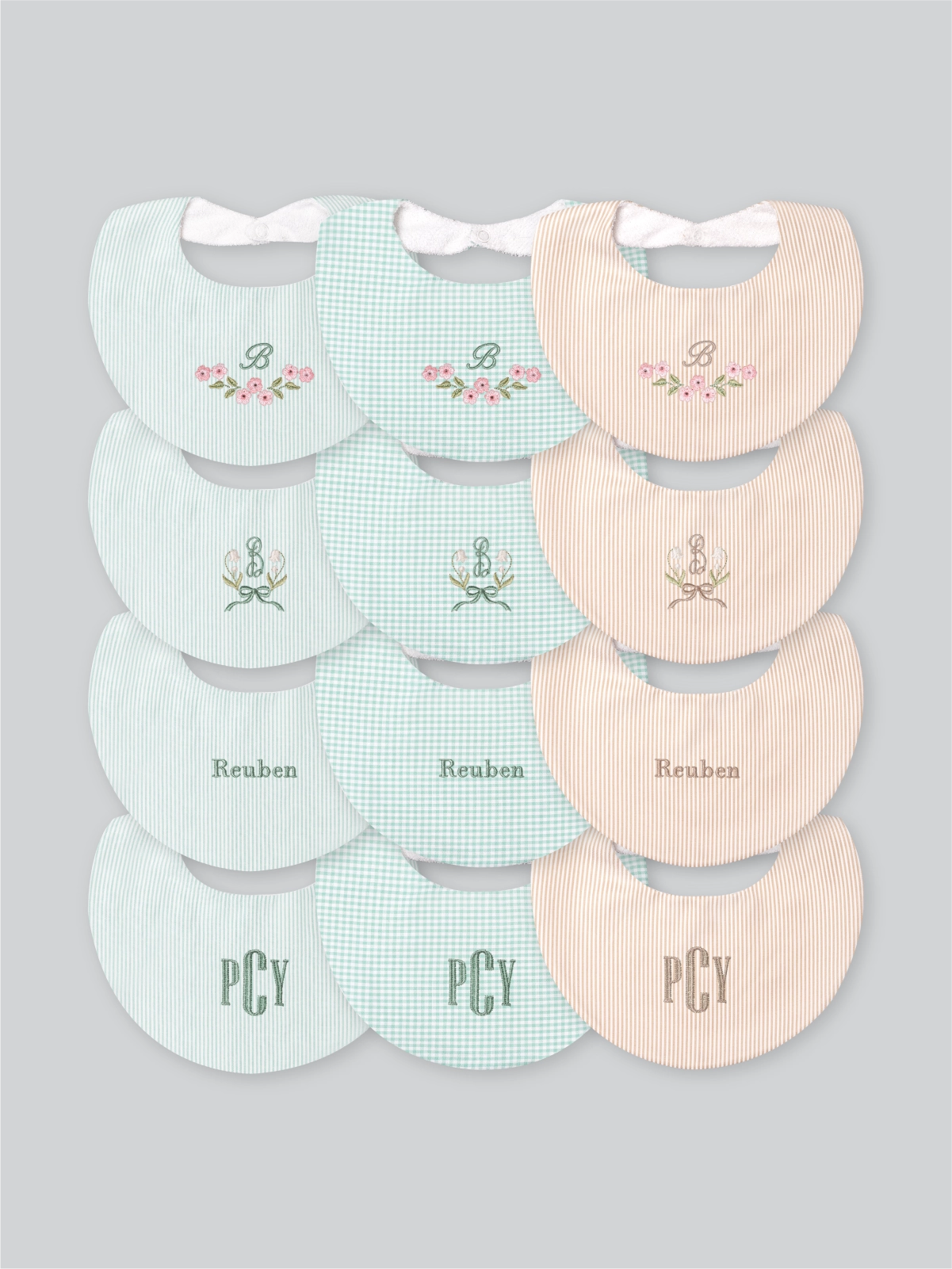 Soft Rounded Bib Bundle in Mint