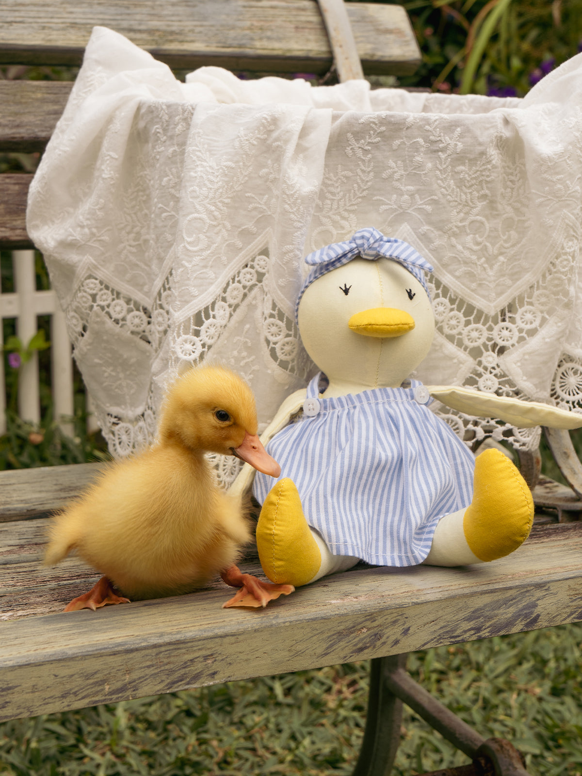 Summer Ducklings in Striped Dress