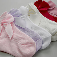 Mid-Length Grosgrain Bow Cotton Socks in Lilac