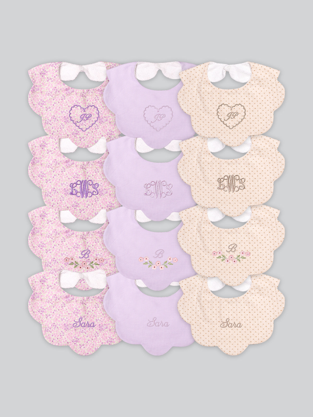 Soft Petal Bib Bundle in Purple