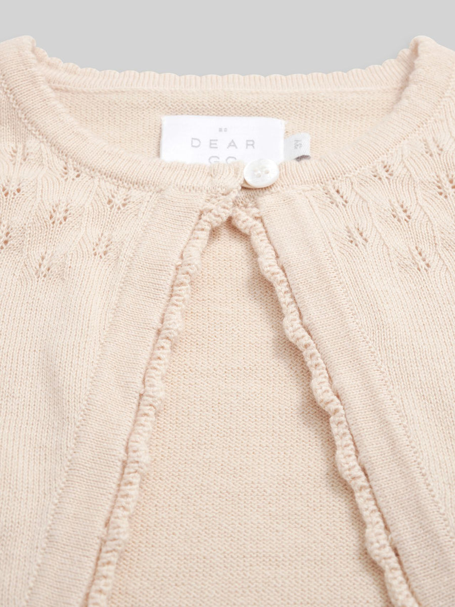 The Finest Cotton Cropped Cardigan in Beige