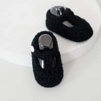 Crochet T-Bar Shoes in Black