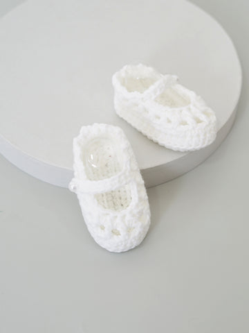 Strap Crochet Shoes - White