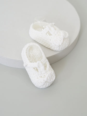 Bow Crochet Shoes - White