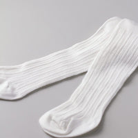 Cable Knit Cotton Tights in Pure White
