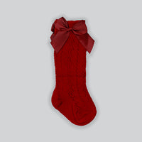 Holiday Mesh Cotton Socks with Grosgrain Bow