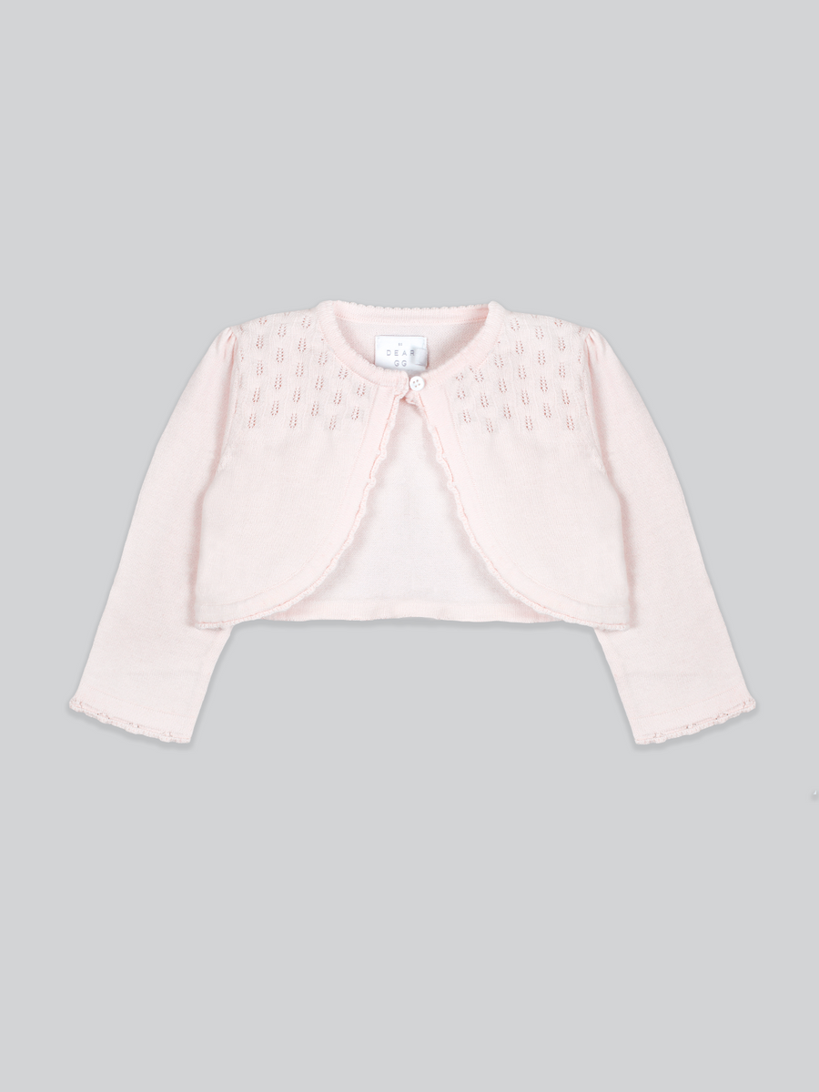 The Finest Cotton Cropped Cardigan in Blush Pink