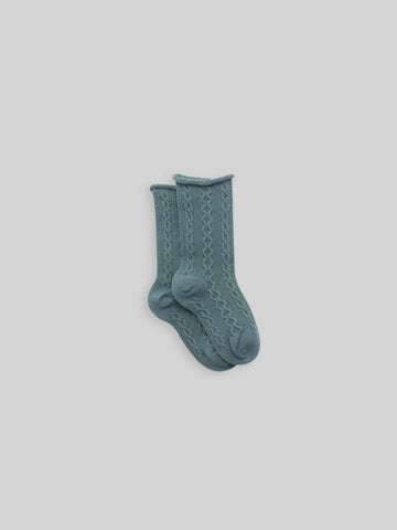 Cotton Cable Knit Socks in Salted Egg