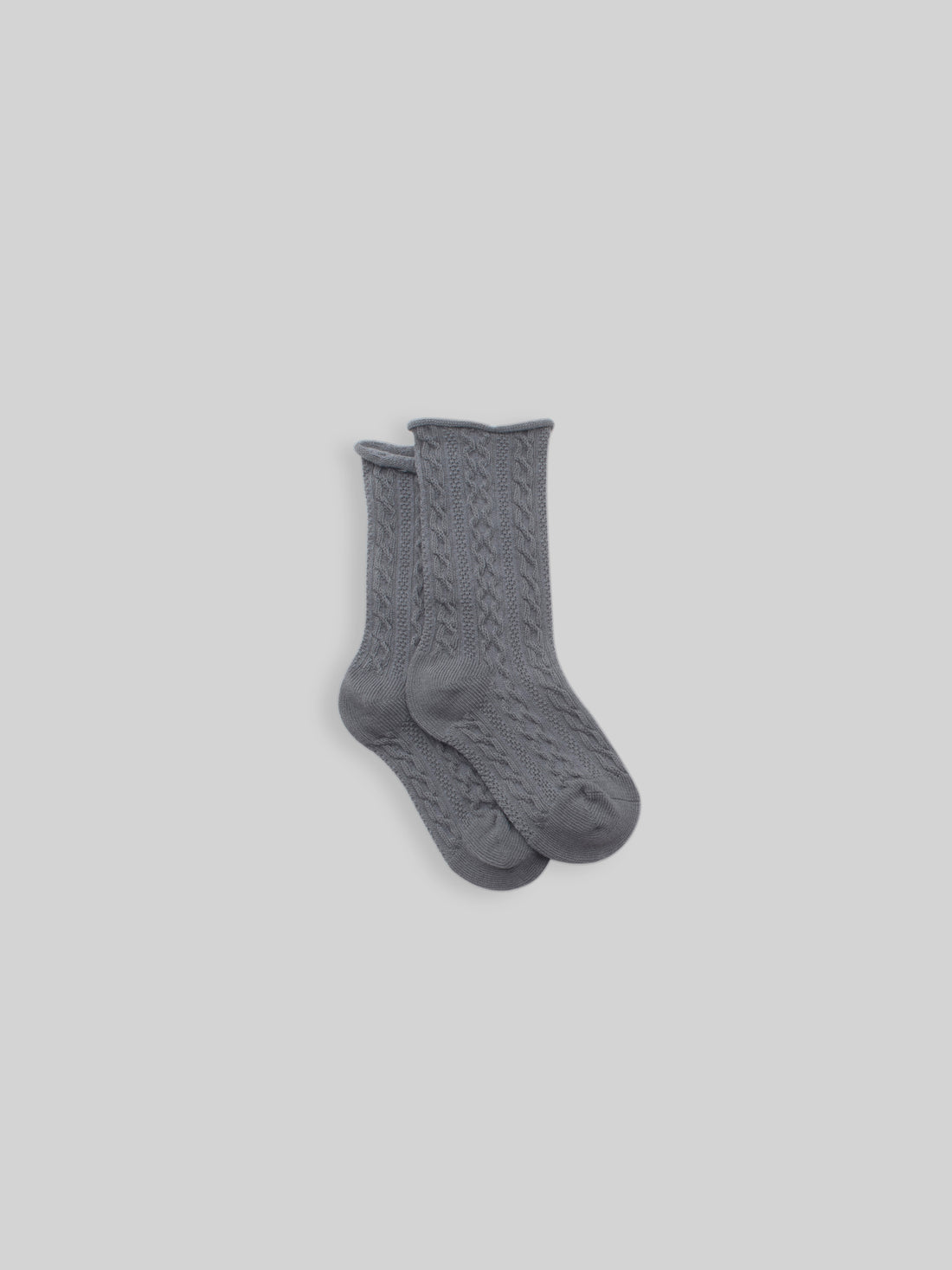 Cotton Cable Knit Socks in Charcoal