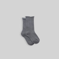 Cotton Cable Knit Socks in Charcoal