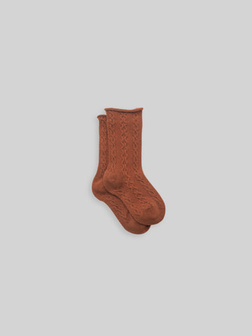 Cotton Cable Knit Socks in Pumpkin