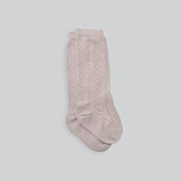 Mesh Cotton Knee-High Socks in Dusty Pink