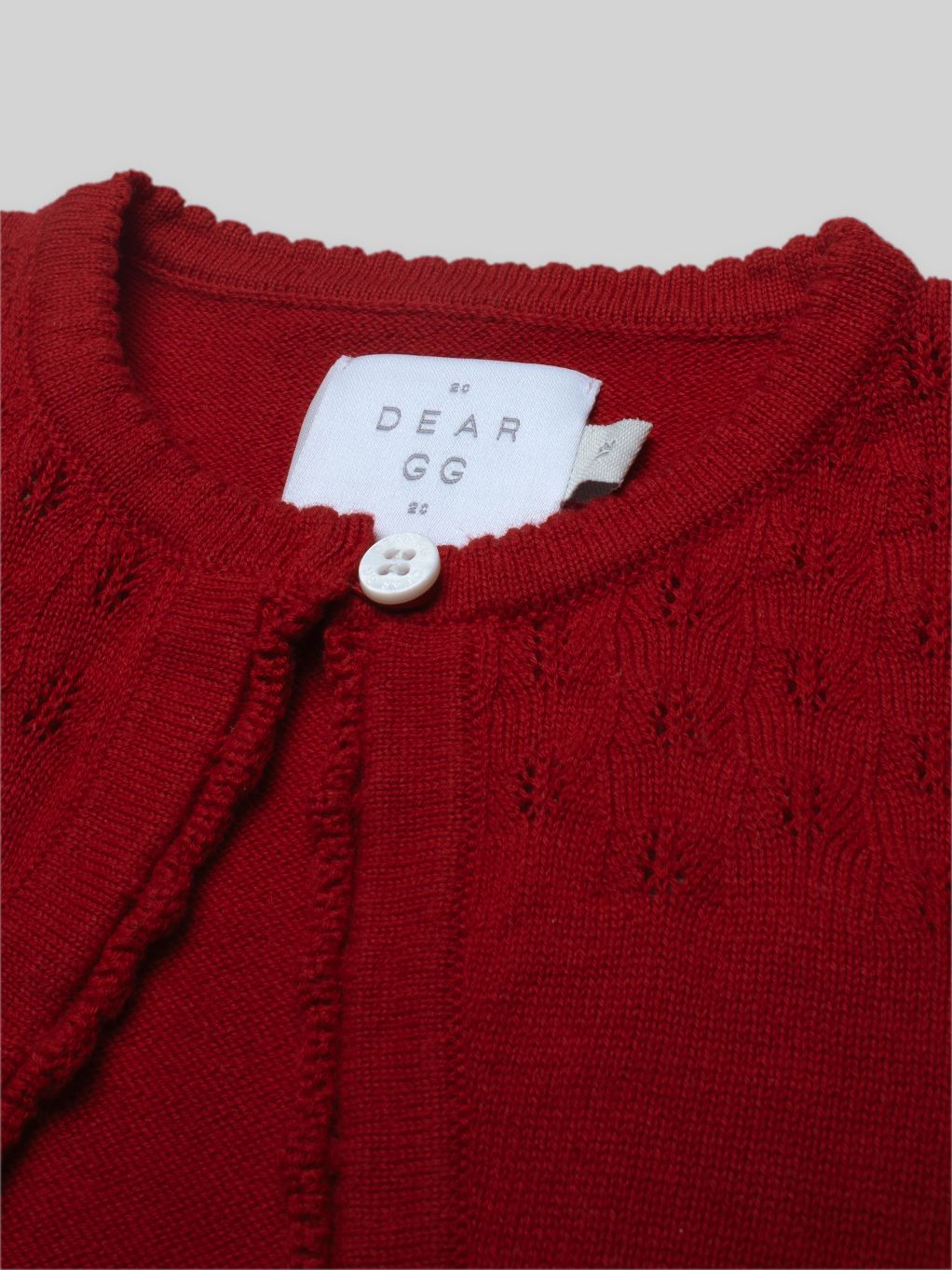 The Finest Cotton Cropped Cardigan in Berry Red