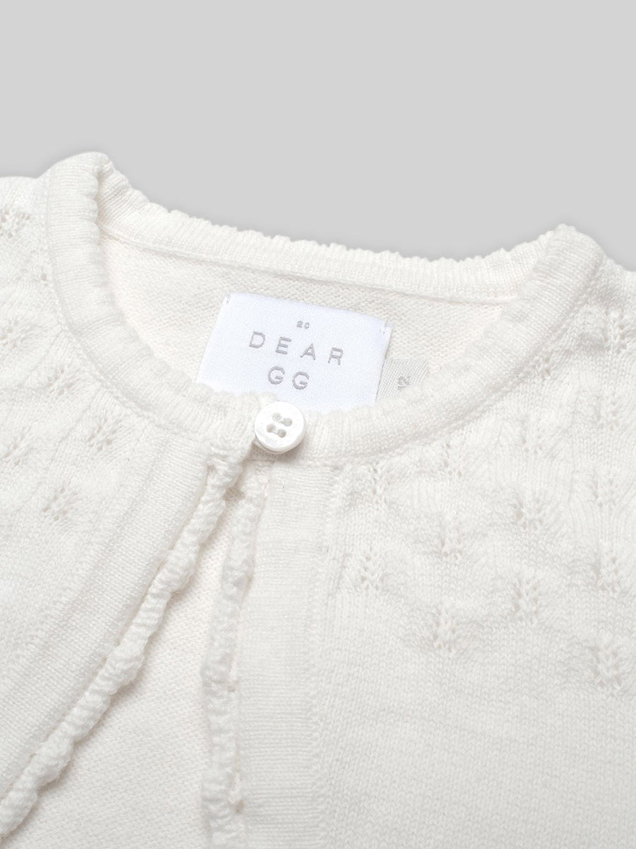 The Finest Cotton Cropped Cardigan in Pure White