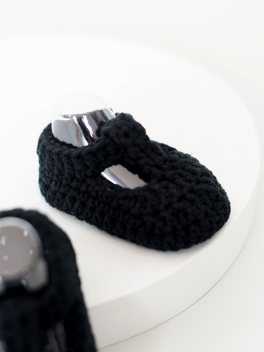 Crochet T-Bar Shoes in Black