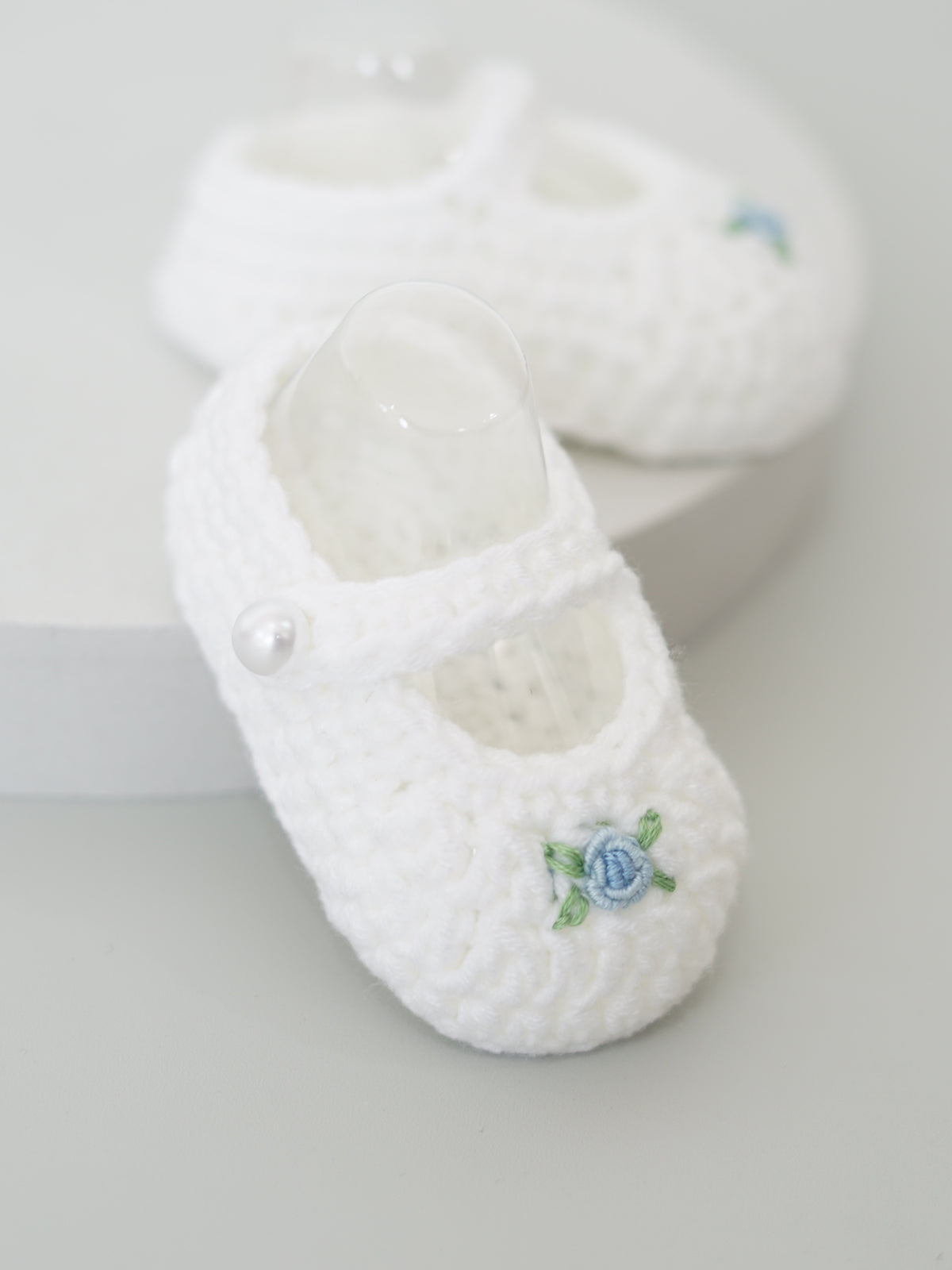 Single Flower Crochet Shoes in Blue