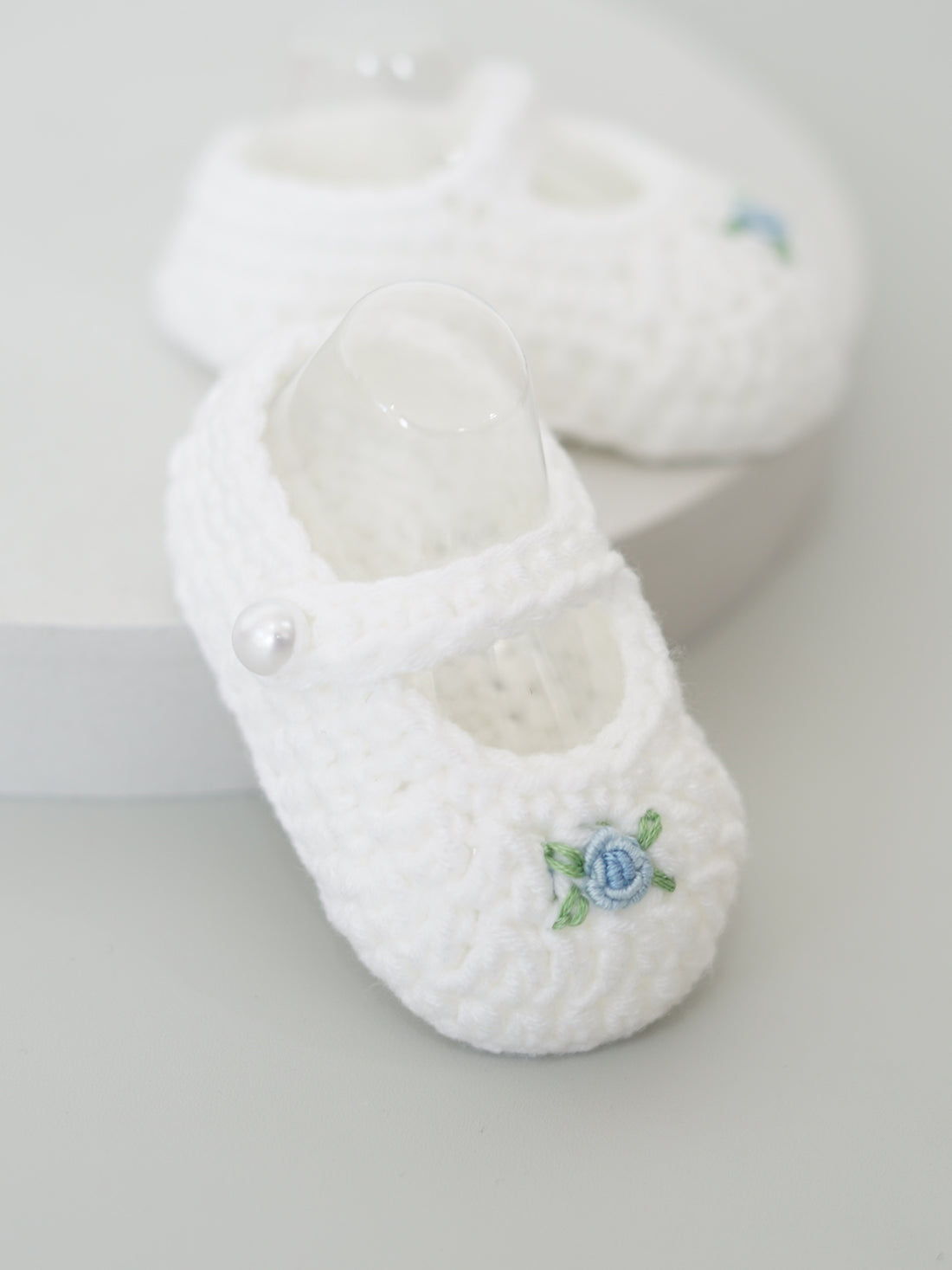 Single Flower Crochet Shoes - Blue