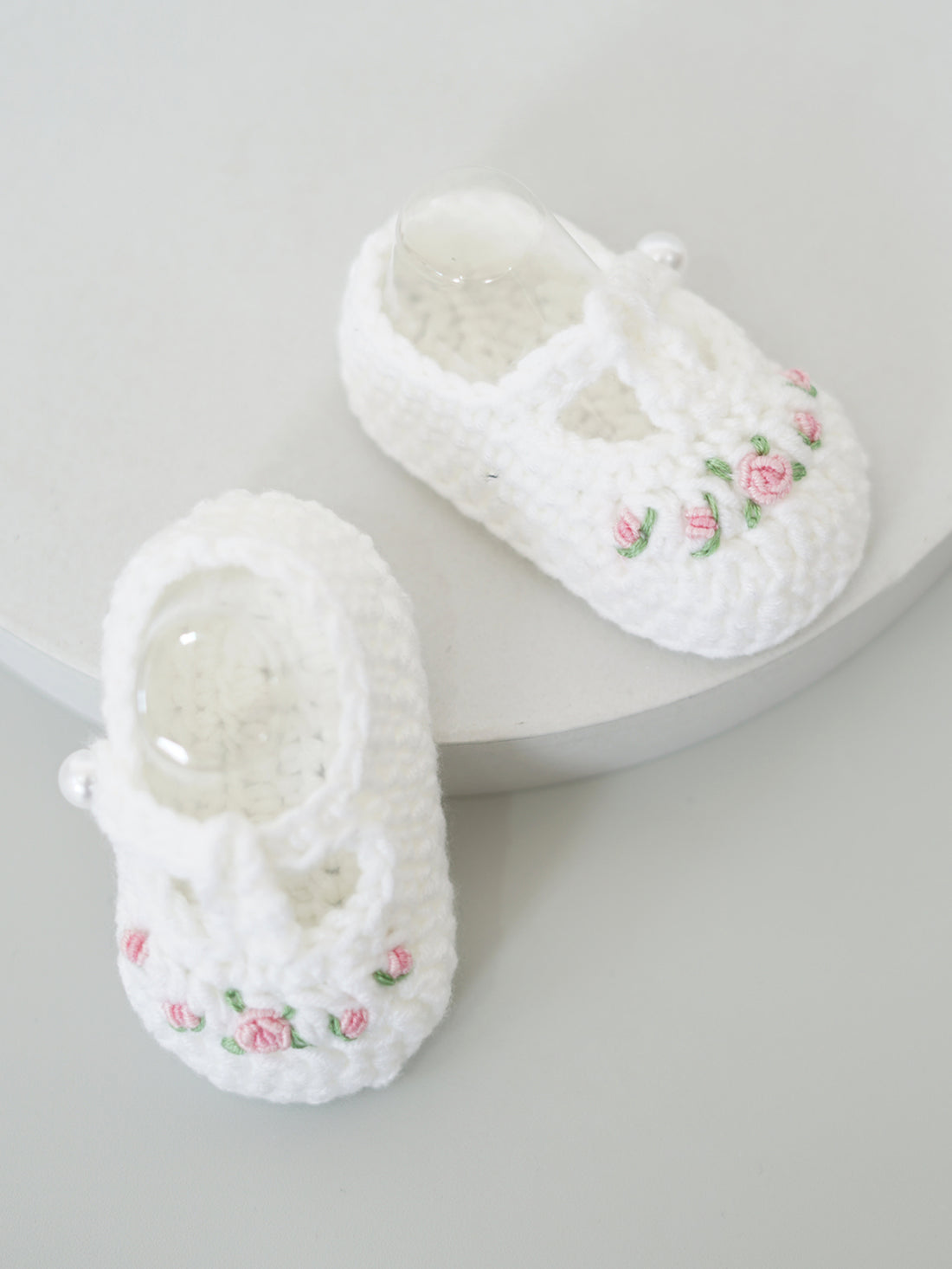 Multiple Flower Crochet Shoes - Pink