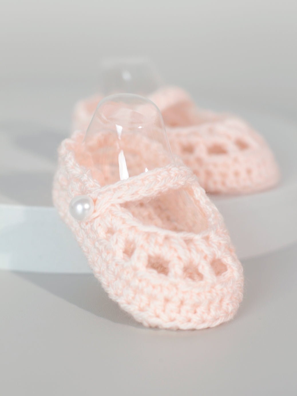 Strap Crochet Shoes in Baby Pink
