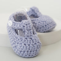 Crochet T-Bar Shoes in Ash Grey