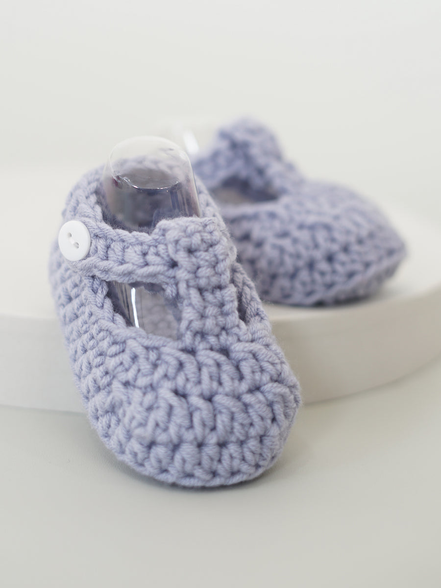 Crochet T-Bar Shoes in Ash Grey
