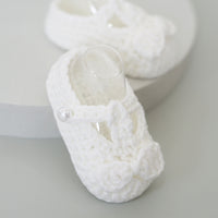 Bow Crochet Shoes in White